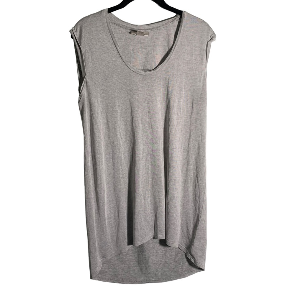 Kenar gray shiny high low sleeveless cuffed lightweight top size Small